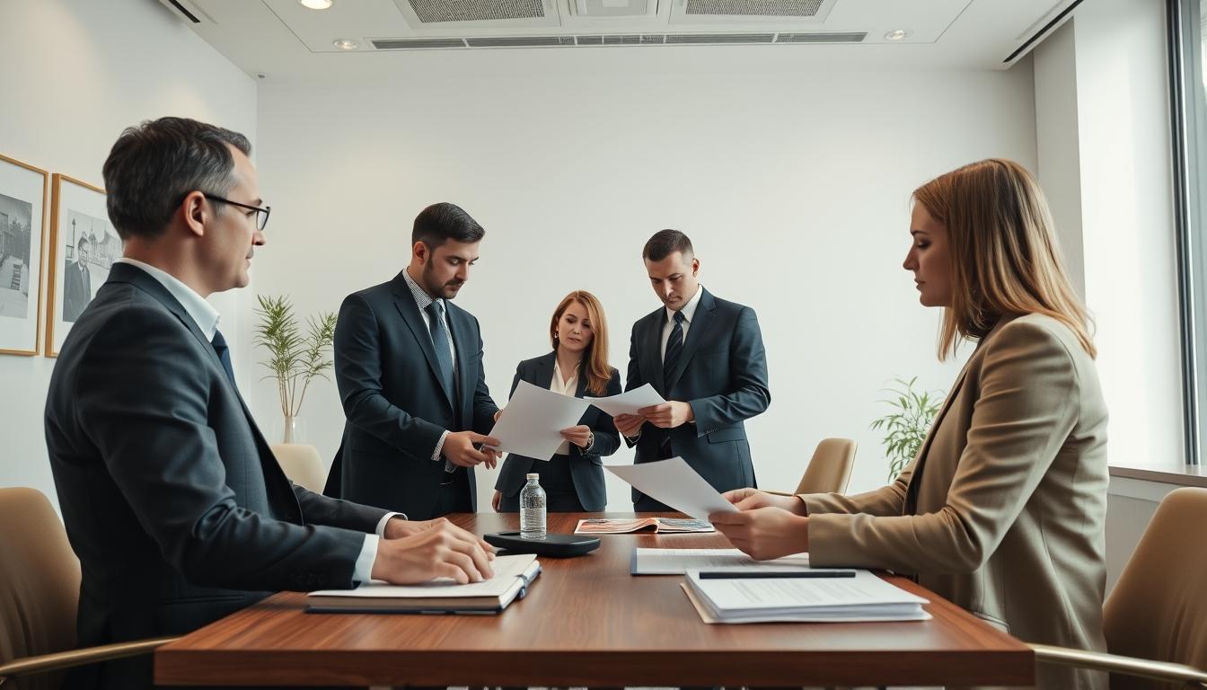 Family reviewing legal documents